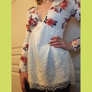 🌵LowCut Lace Babydoll Floral Shirt